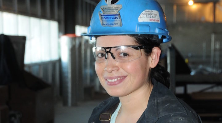 Smiling female worker.