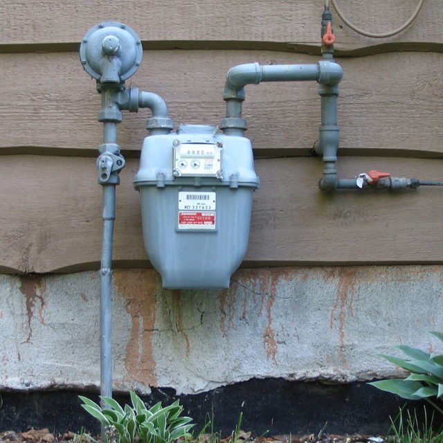 Natural gas distribution pipe meter.